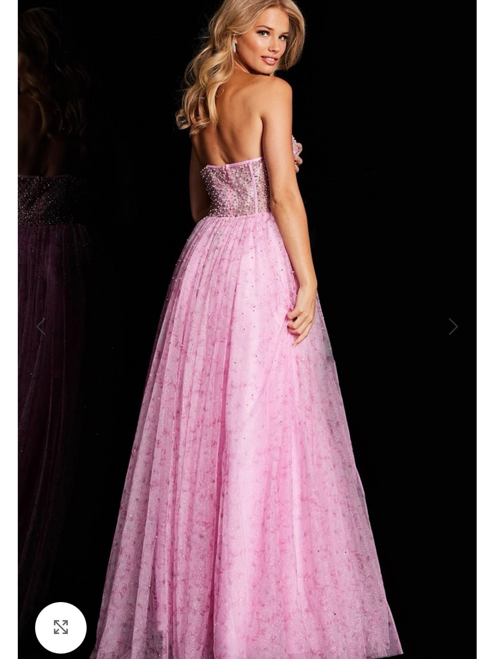 Jovani Pink Sheer Corset Pearl/Rhinestone Dress NWT $1,100 Size 6 - Picture 3 of 15